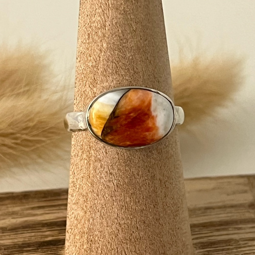 925 Solid Sterling Silver Copper Orange Spiny Oys… - image 1